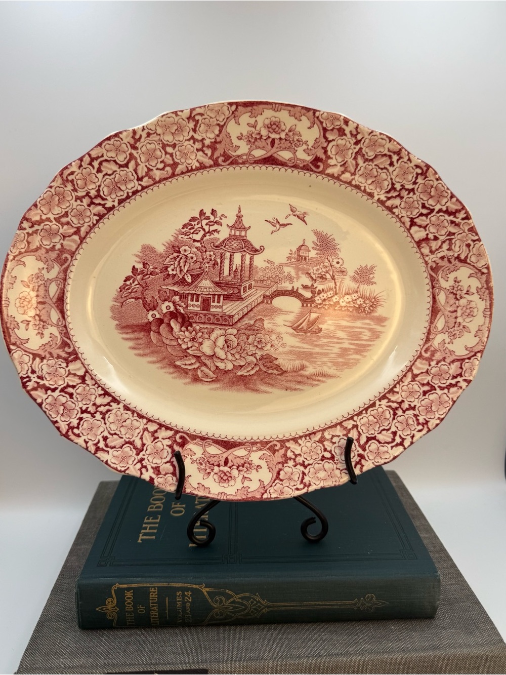 Vintage Swinnerton Olde Alton Ware Platter 12x10 Pink / Red And White Hampton